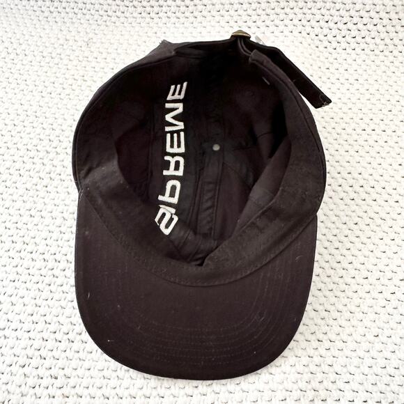 Supreme Black White Logo Stripe 6 Panel Baseball Cap Hat NWT FW18 One Size OS - Picture 7 of 7